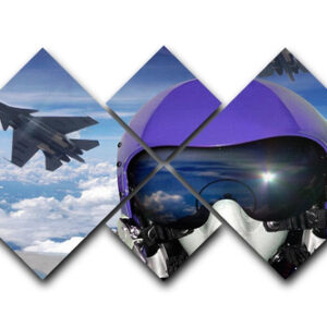 Jet fighter pilot cockpit view 4 Square Multi Panel Canvas